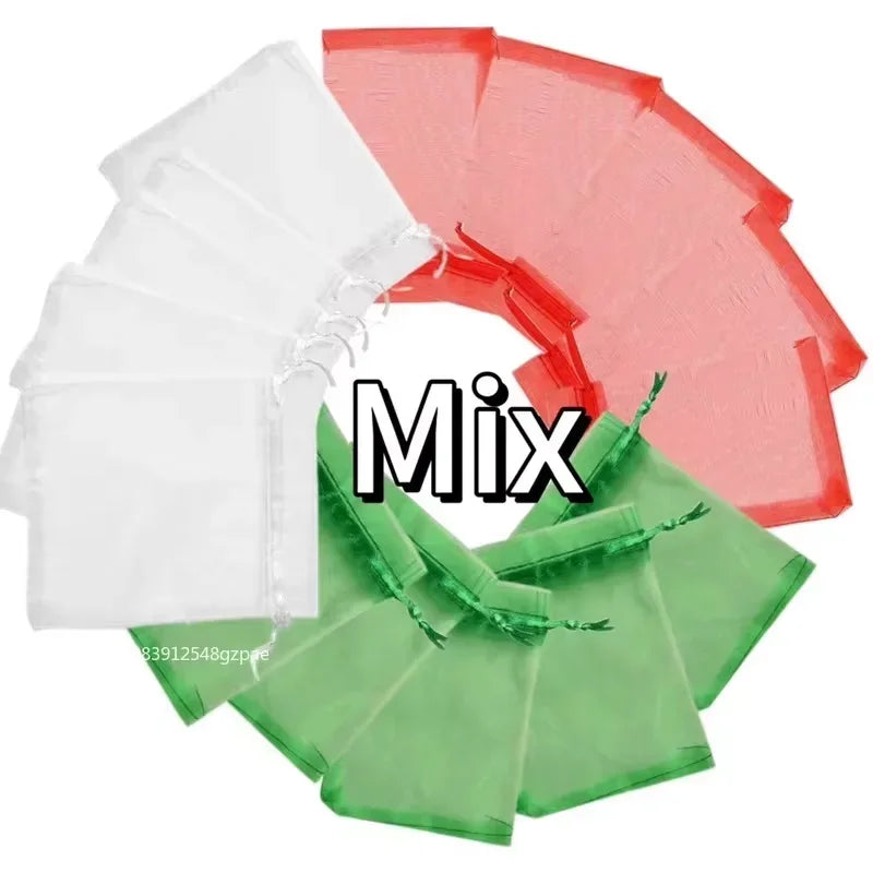 Bolsas de regalo de organza blanca de 20 a 100 unidades – Bolsas de joyería con cordón para recuerdos de boda, regalos de Navidad, empaques de dulces y accesorios para fiestas