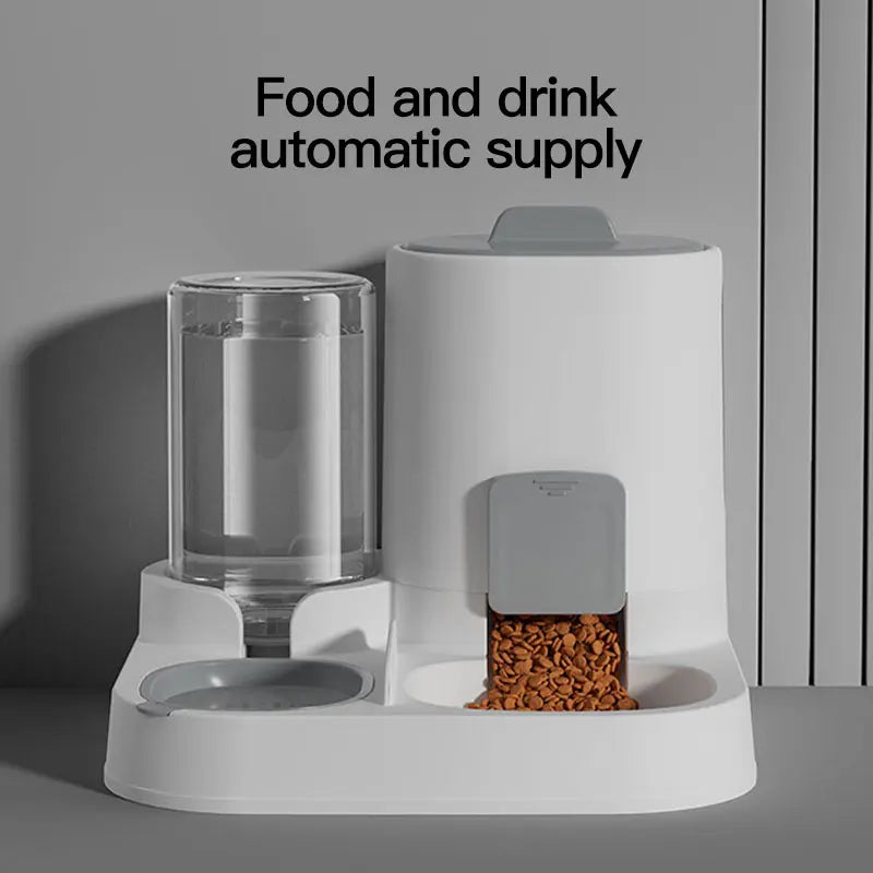 1-Pack Automatic Gravity-Fed Cat Water Dispenser & Feeder – Spill-Proof Large-Capacity One-Piece Food & Water Station