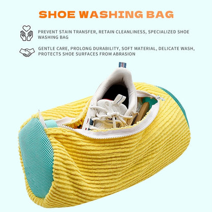 Shoe Washing Machine Bag with Cleaning Brush Set - Durable Reusable Laundry Bag for Sneakers, Running Shoes & Delicates (1, 2 or 4 Pack)