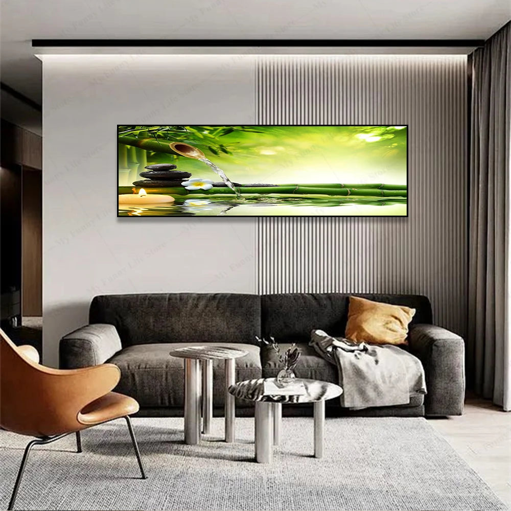 3D Landscape Canvas Wall Art – Mountain Lake Forest Scenery Painting Poster for Living Room, Bedroom & Home Decor