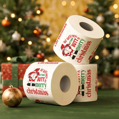 Happy 2026 Christmas Toilet Paper Roll – Festive Xmas Tissue Paper Napkin for New Year Party, Kitchen & Home Decoration