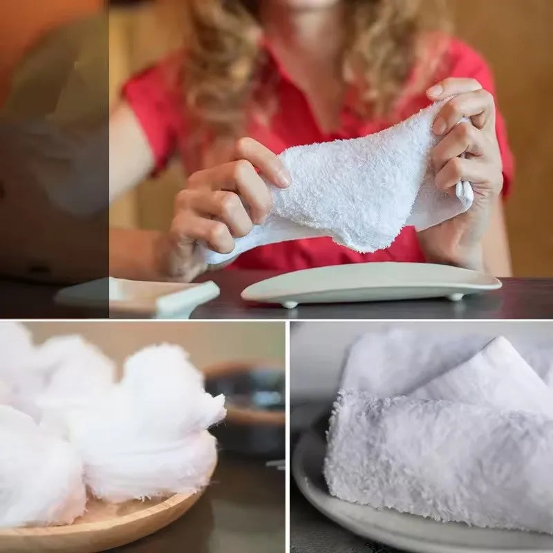 10 Toallas Blancas de Algodón – Pequeñas Toallas de Mano para Cocina, Hotel, Restaurante, Guardería y Salones de Belleza, Suaves y Absorbentes para Uso Doméstico y Comercial