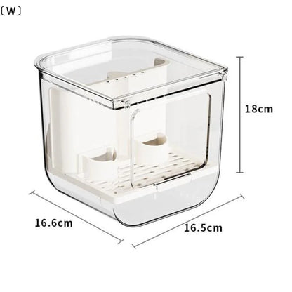 W Double-Slot Automatic Bird Feeder – Large-Capacity Transparent Hanging Food Dispenser with Splash-Proof Design for Bird Cages