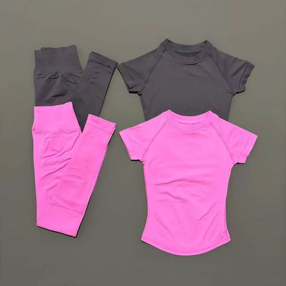 2-Piece Women’s Sports Set – Ribbed Seamless Active Top & Shorts, Yoga Gym Workout Fitness Outfit for Training and Everyday Wear