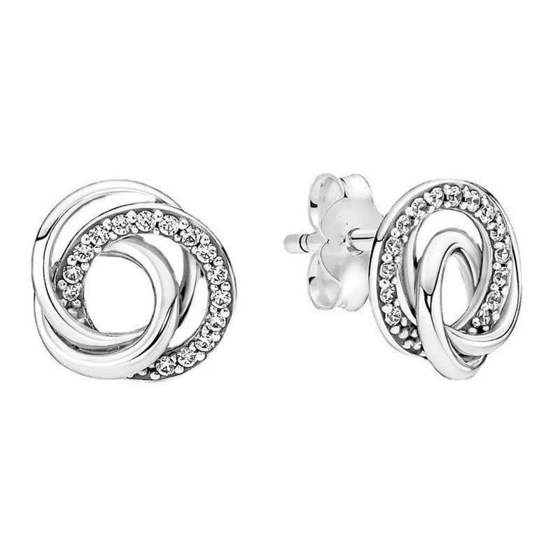 Juego de pendientes de tuerca de plata de ley 925 con hoja cuadrada, sol y luna para mujer, exquisito regalo de joyería europea