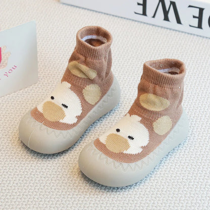 Zapatos y calcetines primeros pasos para bebés – Bonitas zapatillas de dibujos animados para bebés con suela de goma suave para niños y niñas