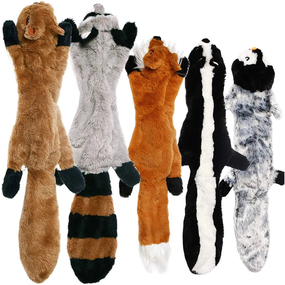 Funny Stuffingless Dog Toy – Durable Plush Squeaky Chew Toy with Crinkle Sound for Interactive Play & Boredom Relief