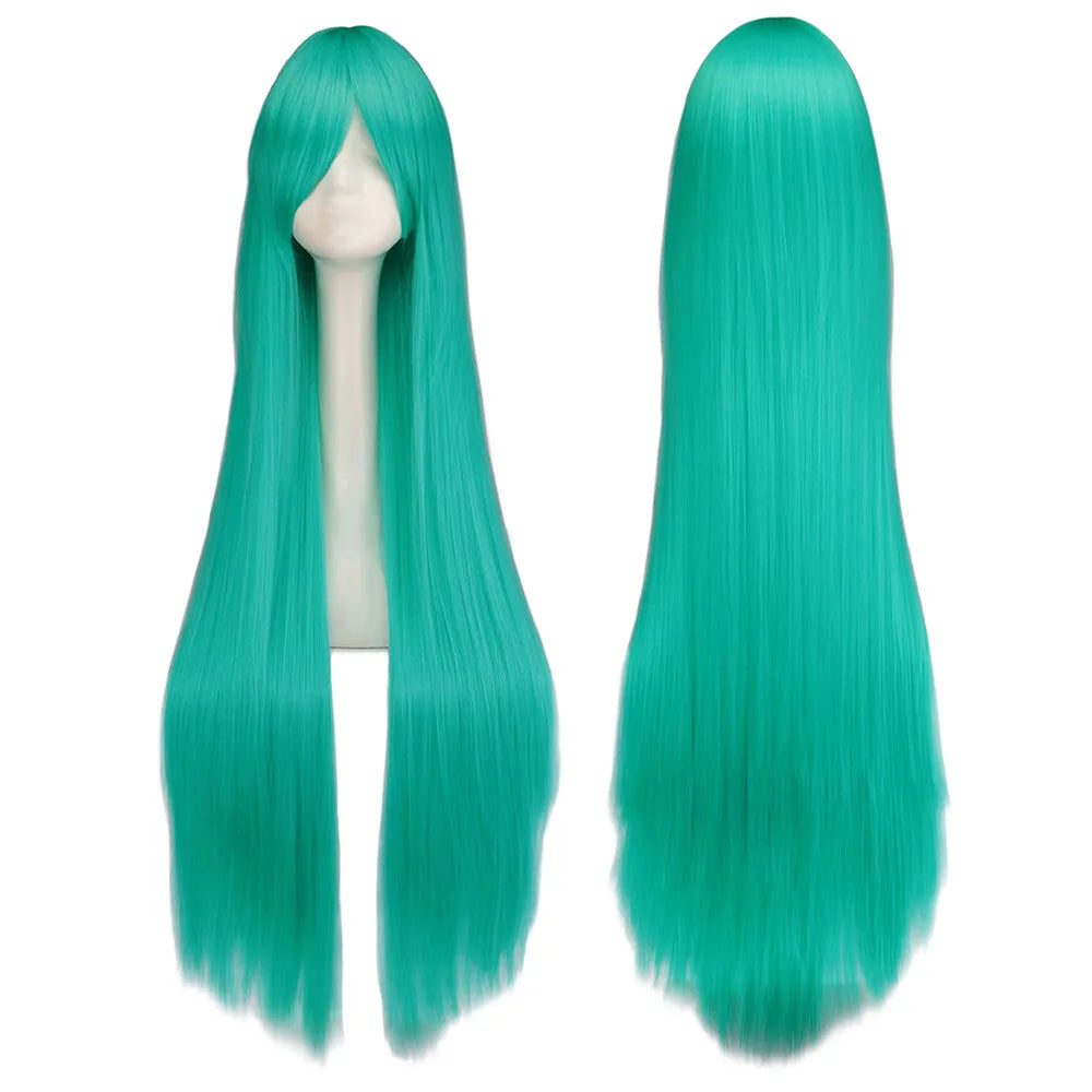 80cm Long Straight Multicolor Heat-Resistant Synthetic Cosplay Wig – Anime Halloween Party Costume Hairpiece