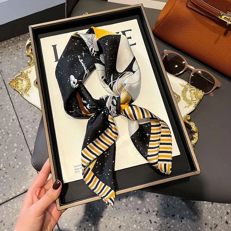Women's Luxury Satin Silk Feel Square Scarf Printed Hair Scarf Neckerchief Bandana Hijab Wrap