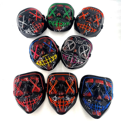 Masque LED sans fil Purge – Masque néon lumineux pour Halloween, fêtes et festivals