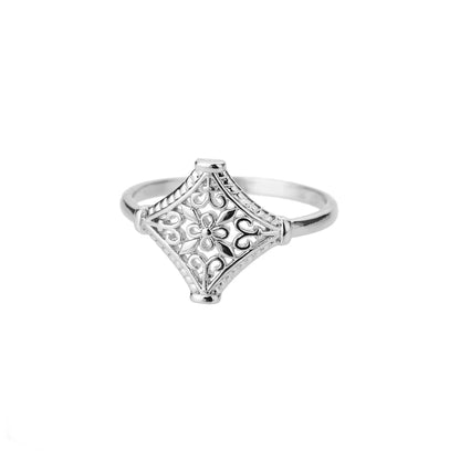 Gold Stainless Steel Lotus Flower Opal Ring – Vintage Oval Stone Statement Ring for Women | Elegant Fashion Jewelry Gift