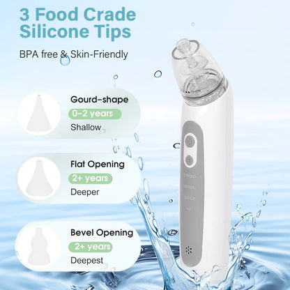 Aspirador nasal eléctrico recargable para bebés – Limpiador nasal portátil para recién nacidos y bebés con succión suave
