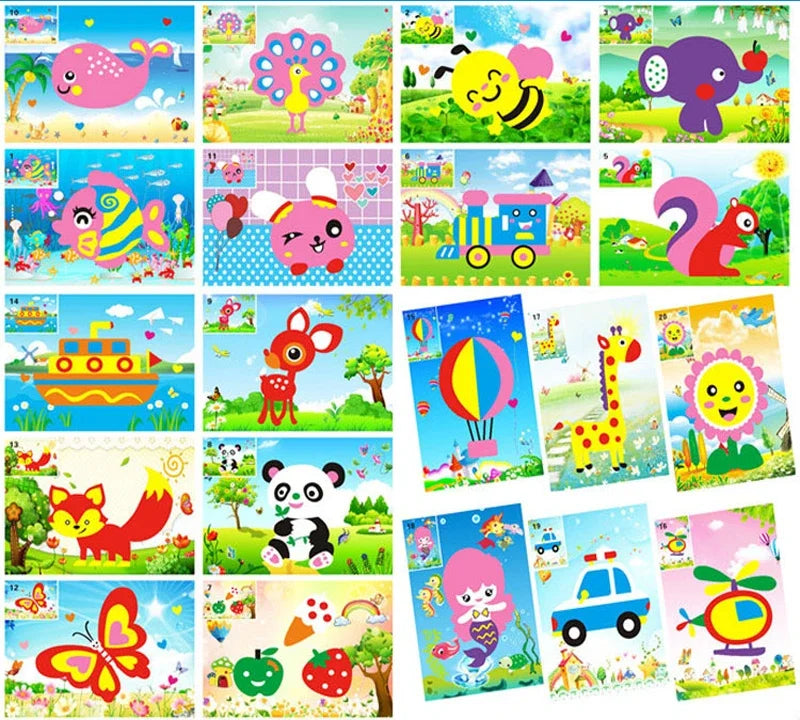 10/20PCS Pegatinas de Animales 3D de Goma EVA – Juego de Manualidades de Puzle de Dibujos Animados para Niños, Juguete Educativo Creativo, Regalo de Actividad Artística de Múltiples Diseños