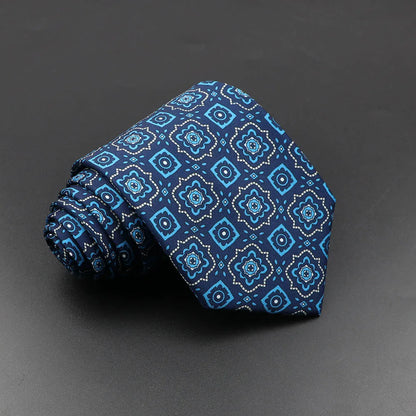 Men's 7.5cm Soft Silk Necktie – Floral & Dot Pattern Tie for Weddings, Business, Parties & Formal Wear