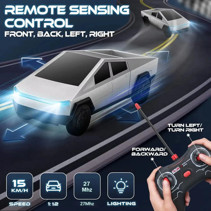 1:24 RC Cybertruck Camioneta a Control Remoto 4WD con Motores Duales, Luces LED y Juguete de Coche RC Todoterreno de 27MHz para Niños