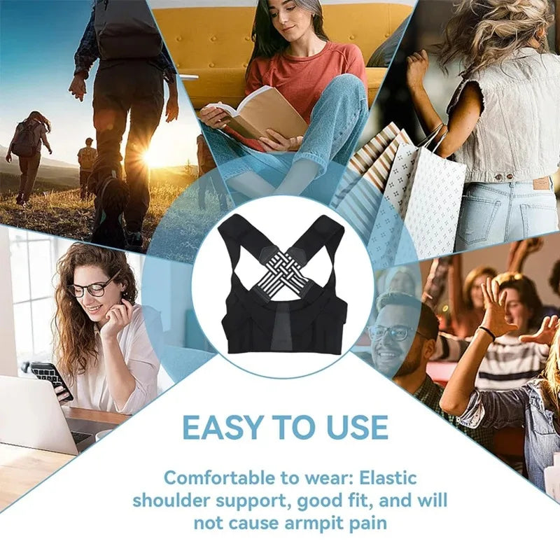 Ceinture correctrice de posture réglable – Soutien d'épaule respirant pour femmes, étudiants et enfants, soutien d'alignement du dos