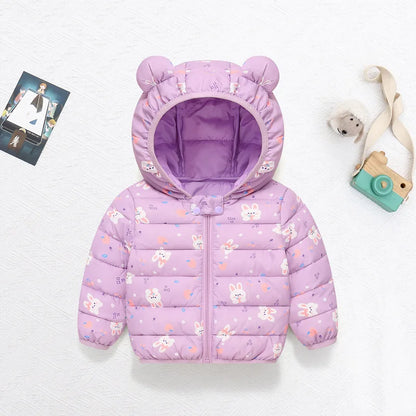 Kids’ Cartoon Hooded Winter Coat – Warm Cotton-Padded Jacket for Baby Boys & Girls, Toddler Outerwear for Ages 0–5 Years