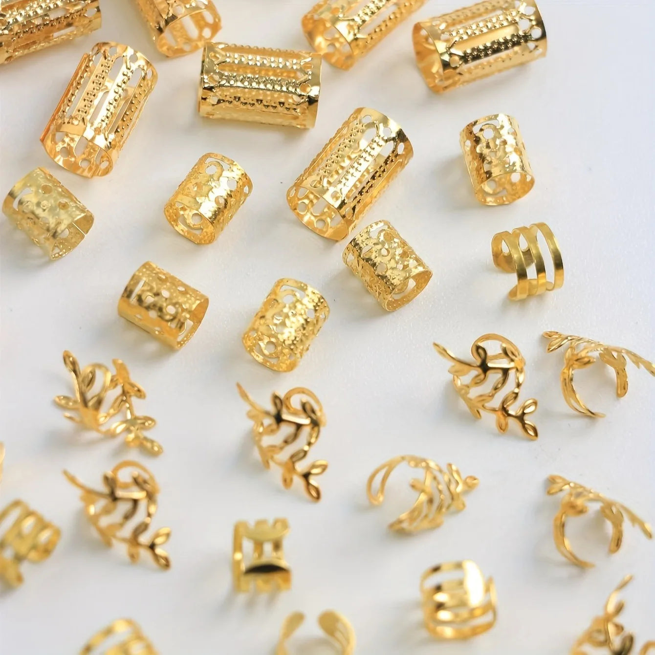 40/80PCS Anillos Huecos para el Pelo – Accesorios DIY de Joyería para Rastas para Mujeres y Niñas | Decoración para Trenzas y Peinados