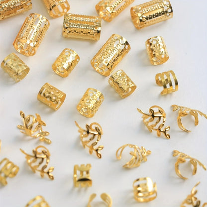 40/80PCS Anillos Huecos para el Pelo – Accesorios DIY de Joyería para Rastas para Mujeres y Niñas | Decoración para Trenzas y Peinados