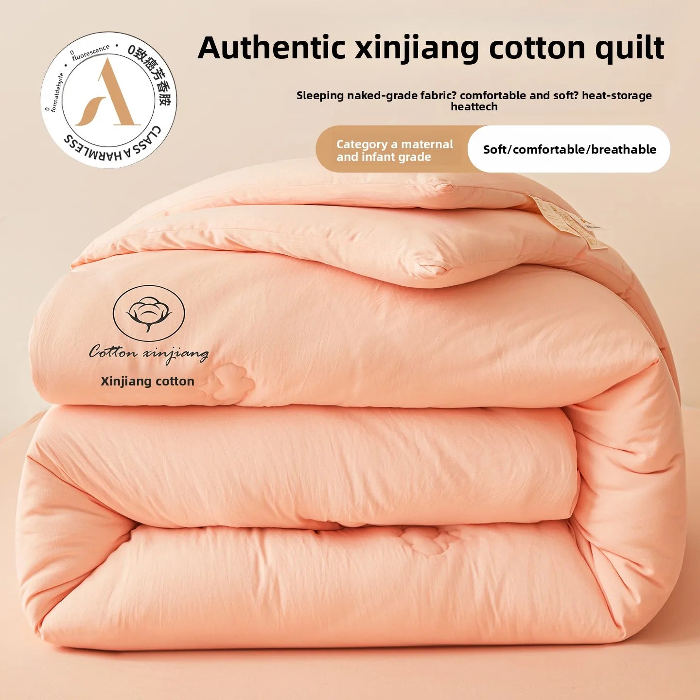 100% Cotton Filled Comforter – Soft Lightweight Warm Winter Quilt for Autumn & Cold Weather Bedding