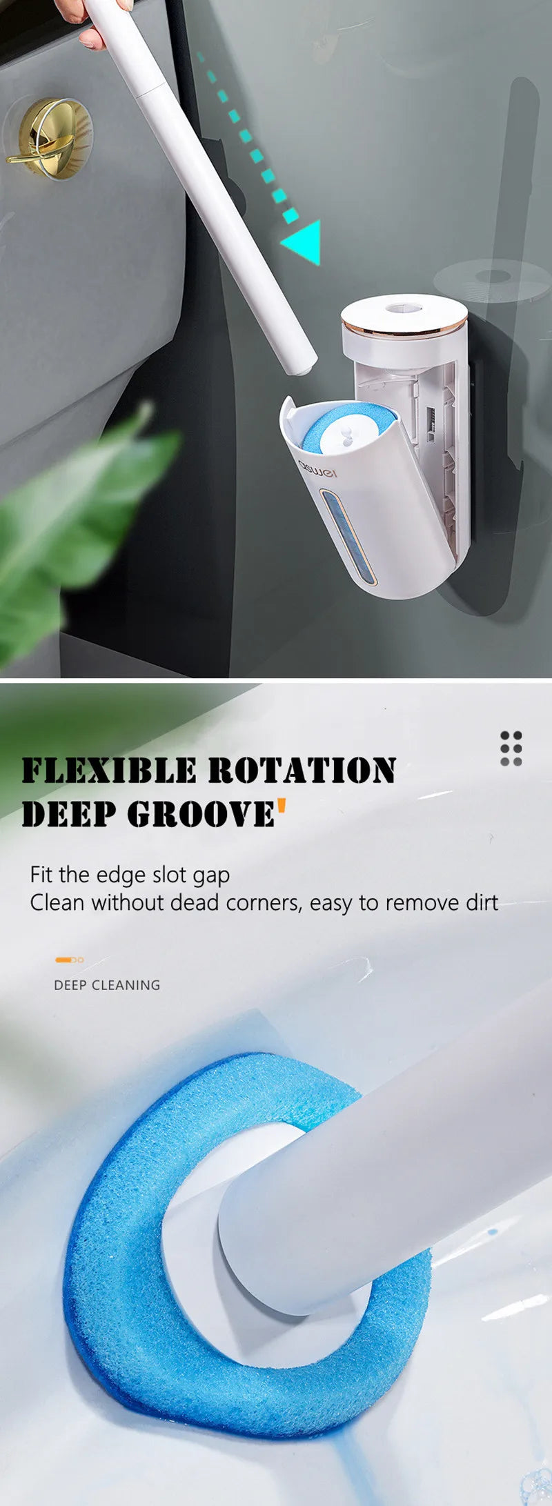 Wall Mounted Disposable Toilet Brush – Replaceable Toilet Cleaning Brush Set, Hygienic WC Scrubber Tool with Bathroom Storage Holder, Modern Bathroom Cleaning Accessory