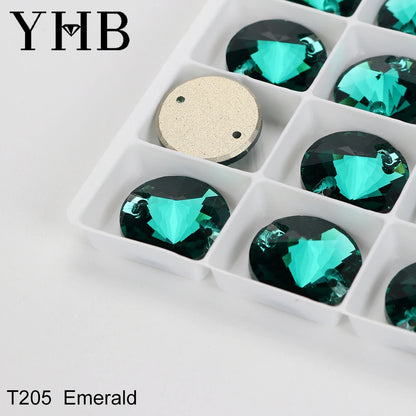 Strass à coudre YHB Crystal Rivoli – Pierres à coudre plates en verre pour vêtements, sacs et artisanat de bricolage