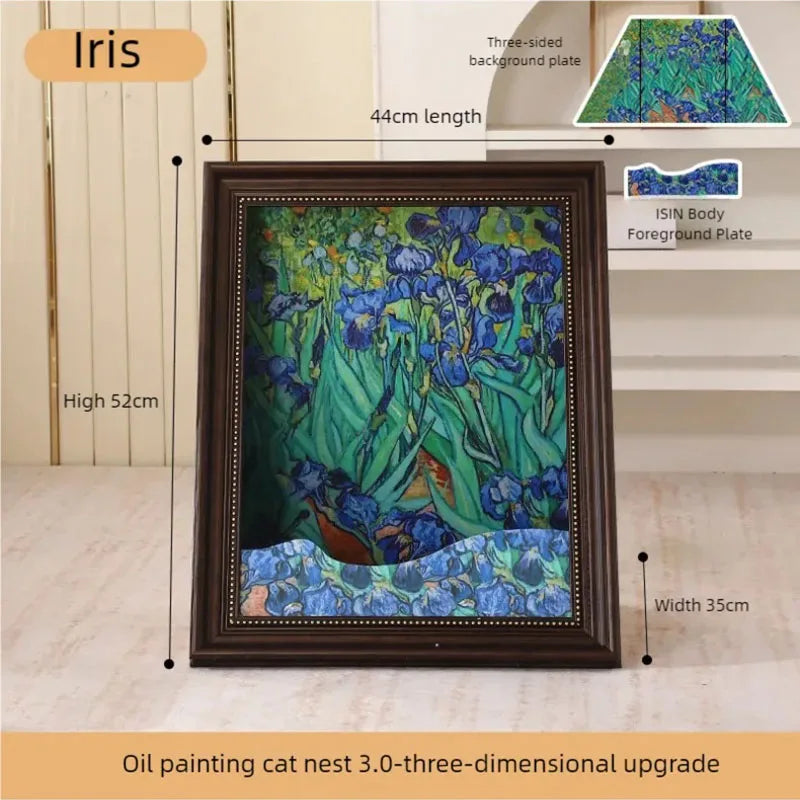 Mona Lisa-Inspired Cat Bed – Replaceable Oil Painting Design Cat Scratch Board & Photo Frame, Creative Wall Decor for Cat Lovers