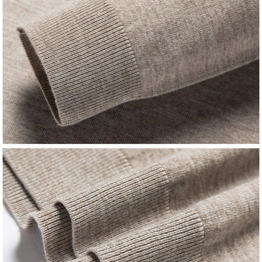 Men’s Luxury Merino Wool Cashmere Sweater – Buttoned Polo Collar Pullover, Warm Knitwear for Autumn & Winter Casual Wear