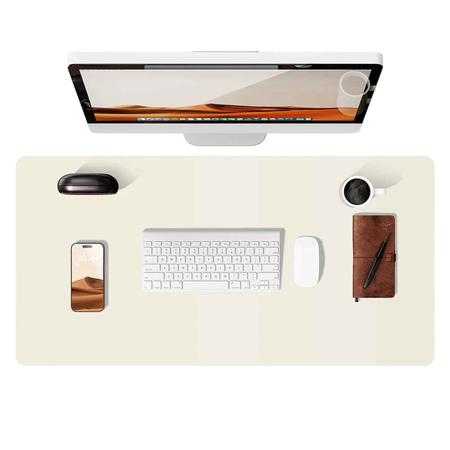 Alfombrilla de escritorio grande de cuero PU - Mouse Pad antideslizante y protector de escritorio para laptop, teclado, oficina y juegos