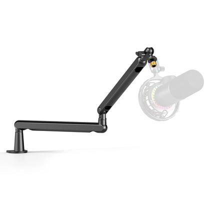 FIFINE BM88W Low-Profile Microphone Boom Arm – Adjustable Desk Mount Mic Arm with Built-In Cable Management for Streaming, Gaming & Podcasting (White)