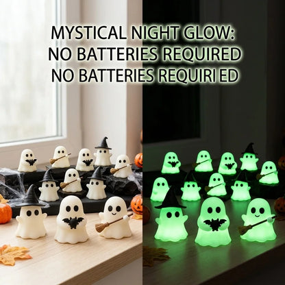 Halloween Luminous Mini Ghost Statue – Cute Glow-in-the-Dark Spooky Ornament for Table Decor, Baking Toppers, Handmade Crafts & Holiday Decorations
