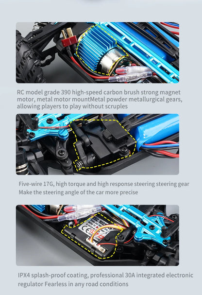 ZWN 1:16 4WD RC Monster Truck 50KM/H y 70KM/H Coche de Derrape de Alta Velocidad con Luces LED y Control Remoto 2.4GHz
