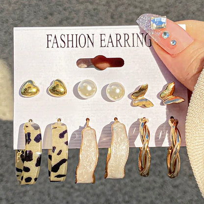 Boucles d'oreilles créoles dorées grand cercle pour femmes, ensemble bohème vintage, perle, cœur, zircon, clous, bijoux cadeau