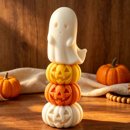 Halloween Mini Ghost Pumpkin Silicone Mold – 3D Stackable Candle Mold for DIY Soap, Resin, Plaster Crafts & Home Decor