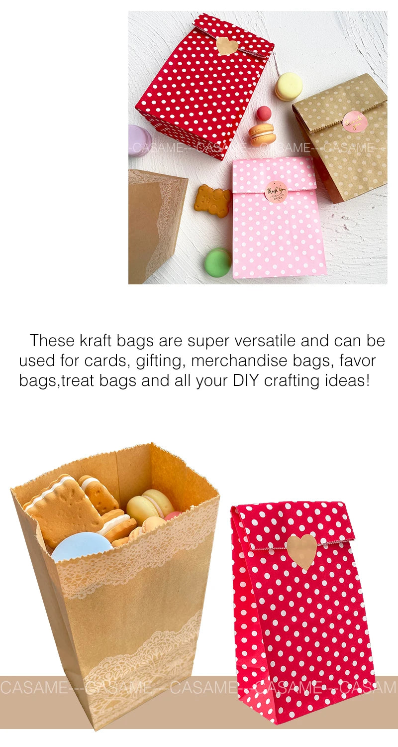10PCS Stand-Up Colorful Gift Bags with Stickers – Solid, Striped & Polka Dot Treat Bags for Wedding, Birthday & Party Favors (18×9×6cm)