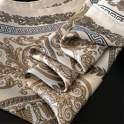 70x70CM Foulard en soie imprimé pour femme – Châle Pashmina carré tendance, tour de cou de luxe, bandeau et bandana décoratif