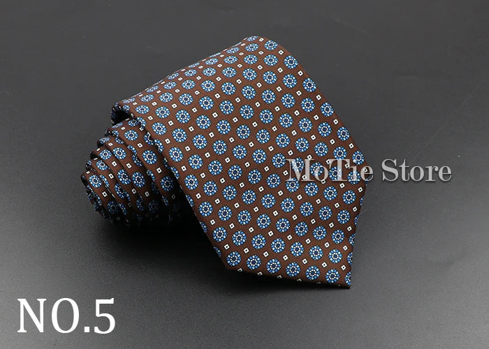 Men's 7.5cm Soft Silk Necktie – Floral & Dot Pattern Tie for Weddings, Business, Parties & Formal Wear