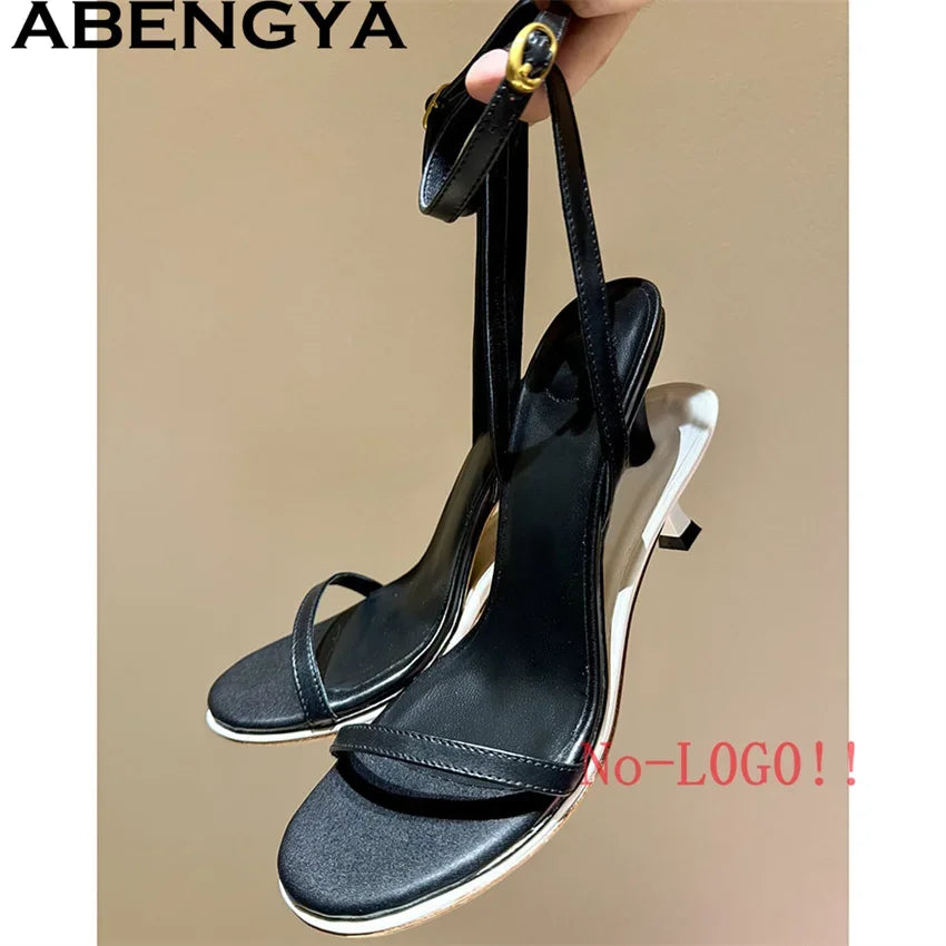 Women’s Leather Kitten Heel Mules – Summer Double Heel Slip-On Sandals & Slides for Parties, Dressy Occasions & Everyday Wear