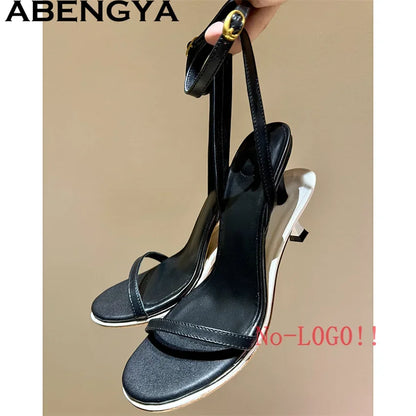 Women’s Leather Kitten Heel Mules – Summer Double Heel Slip-On Sandals & Slides for Parties, Dressy Occasions & Everyday Wear