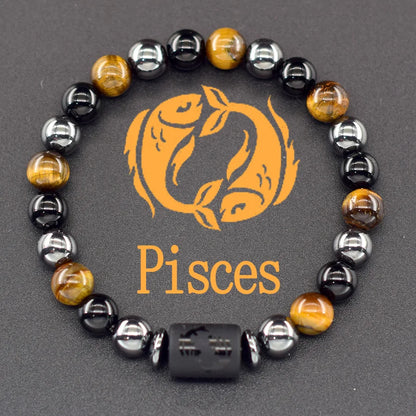 Pulsera de constelación de 12 signos del zodiaco – Brazalete con dije de astrología para hombres y mujeres | Regalo de joyería de amistad Aries, Virgo, Leo y Libra