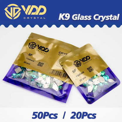 Strass à coudre en cristal K9 AB Mix – Pierres plates en verre AAAAA pour vêtements, robes de mariée et projets de bricolage