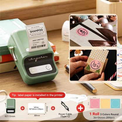 NiiMbot B21 Mini Thermal Label Printer – Wireless Bluetooth Barcode Label Maker with Portable Adhesive Printing for Office & Business