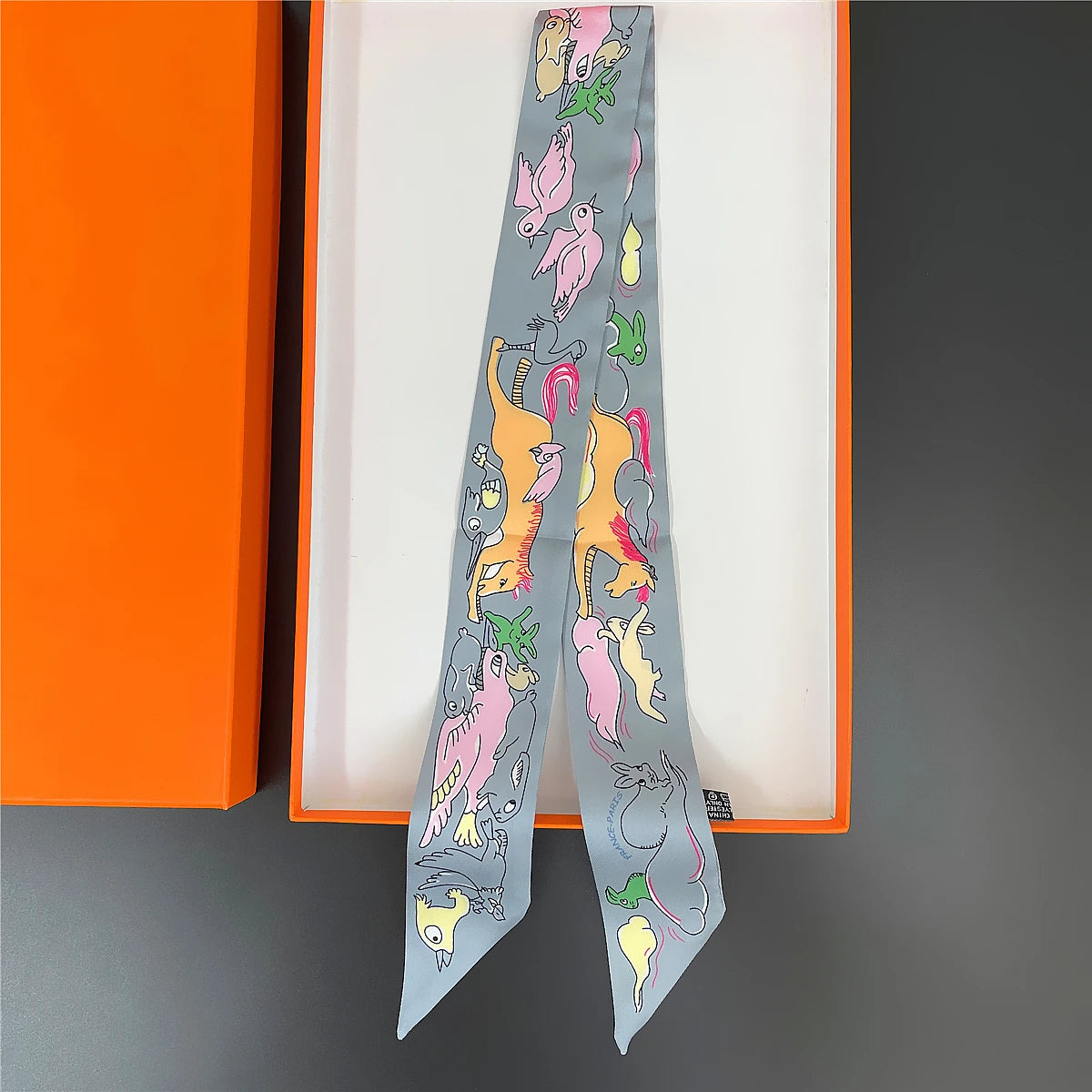 Pañuelo estrecho de sarga de seda 100 % de lujo para mujer, diseño de marca, pañuelo para bolso, pañuelo para el cuello, diadema para el pelo