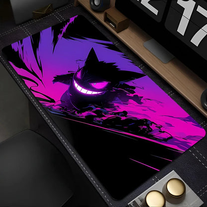 Tapis de souris gaming Gengar XXL – Grand tapis de bureau Pokémon Anime 90x40cm pour ordinateur portable, clavier et configuration PC