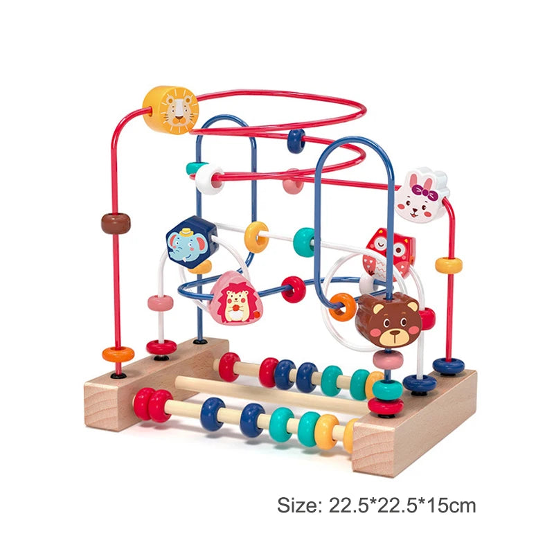 Jouet Montessori en bois de montagnes russes – Labyrinthe de perles pour bébé, boulier d'apprentissage des mathématiques pour les tout-petits de 1 à 3 ans, cadeau de développement éducatif précoce