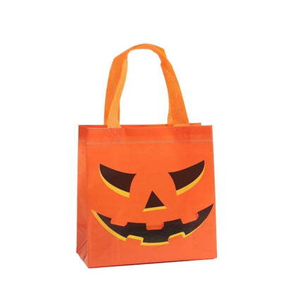 Halloween Pumpkin Candy Bags for Kids, Non-Woven Trick or Treat Loot Bags, Cute Ghost Bat and Cat Treat Bags, Halloween Goodie Bags, Party Favors and Holiday Gift Bags
