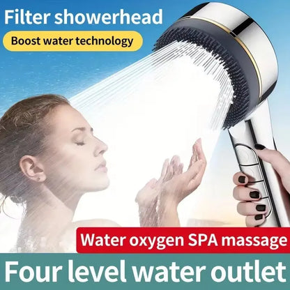 Cabezal de ducha filtrado Supercharged – Pulverizador de ducha ajustable de 4 modos de ahorro de agua, cabezal de ducha de baño de alta presión con filtro de sellado de agua y ajustes de pulverización multifuncionales