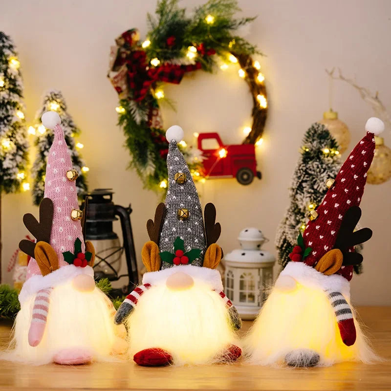 1–3PCS Christmas Gnome Reindeer Decorations 2026 – LED Glowing Gnome Doll Night Light for Xmas Tree, Home Decor, Gifts & New Year 2027