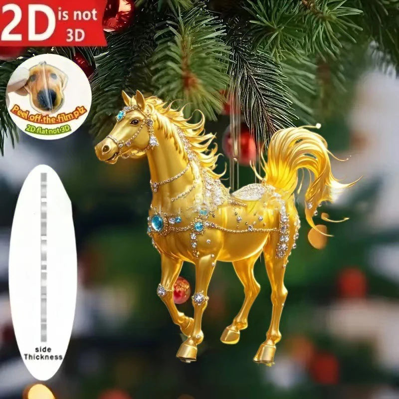 Cute Cat 2D Acrylic Christmas Pendant – Flat Hanging Ornament for Xmas Tree, Holiday Party & Festive Home Decor