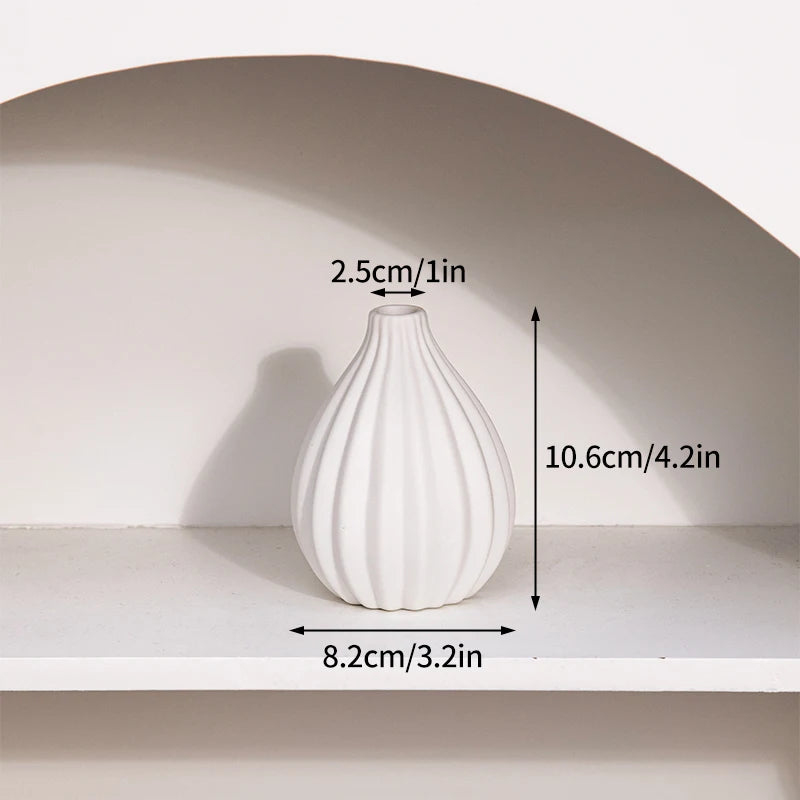 Florero Nórdico de Cerámica Blanca – Jarrón Decorativo Moderno para Sala de Estar, Decoración del Hogar y Escritorio